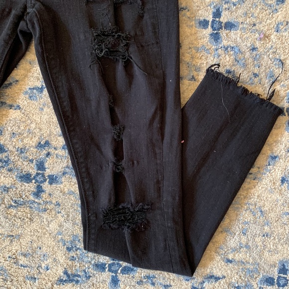 Express Distressed Skinny Black Jeans - Picture 4 of 11